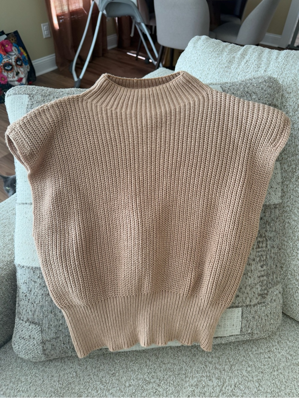 Cider Neutral Taupe Mock Neck Knit Sweater Vest